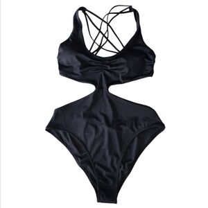 New without tag. Elegant Black Cutout One-Piece Swimsuit